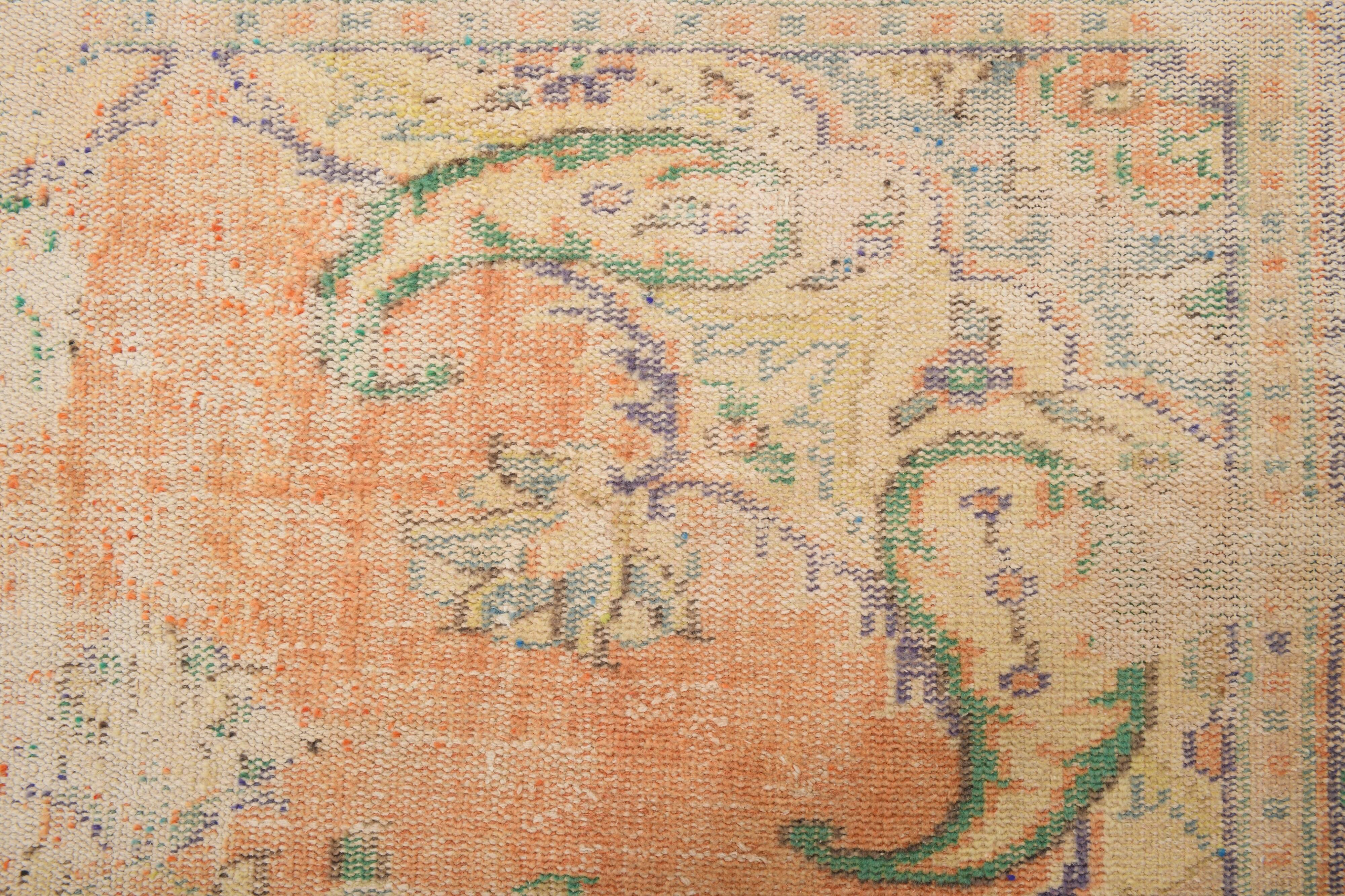 Apricot Tones Oversize Vintage Oushak Rug, 174x300 Cm