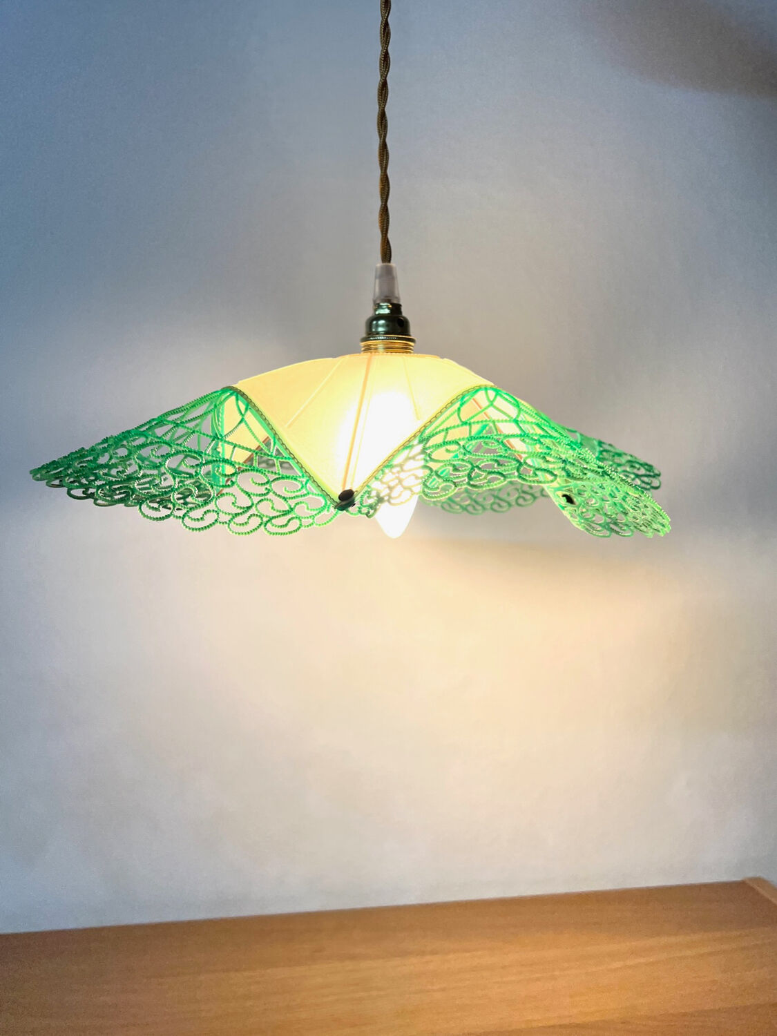 Lampe suspension vintage verte - upcycling