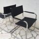 Pair of faux leather and chrome chairs 70s