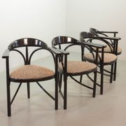 4 Wooden Black Lacquered Thonet Triangle Dining Chairs Model 87, 1980s