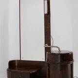 1930s art deco toilet cabinet with mirror in walnut, czechoslovakia