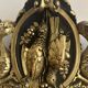 Miroir Napoléon III fronton dragons oiseaux noir doré
