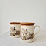 Set of 2 vintage mugs "Old English Cottage" - Staffordshire