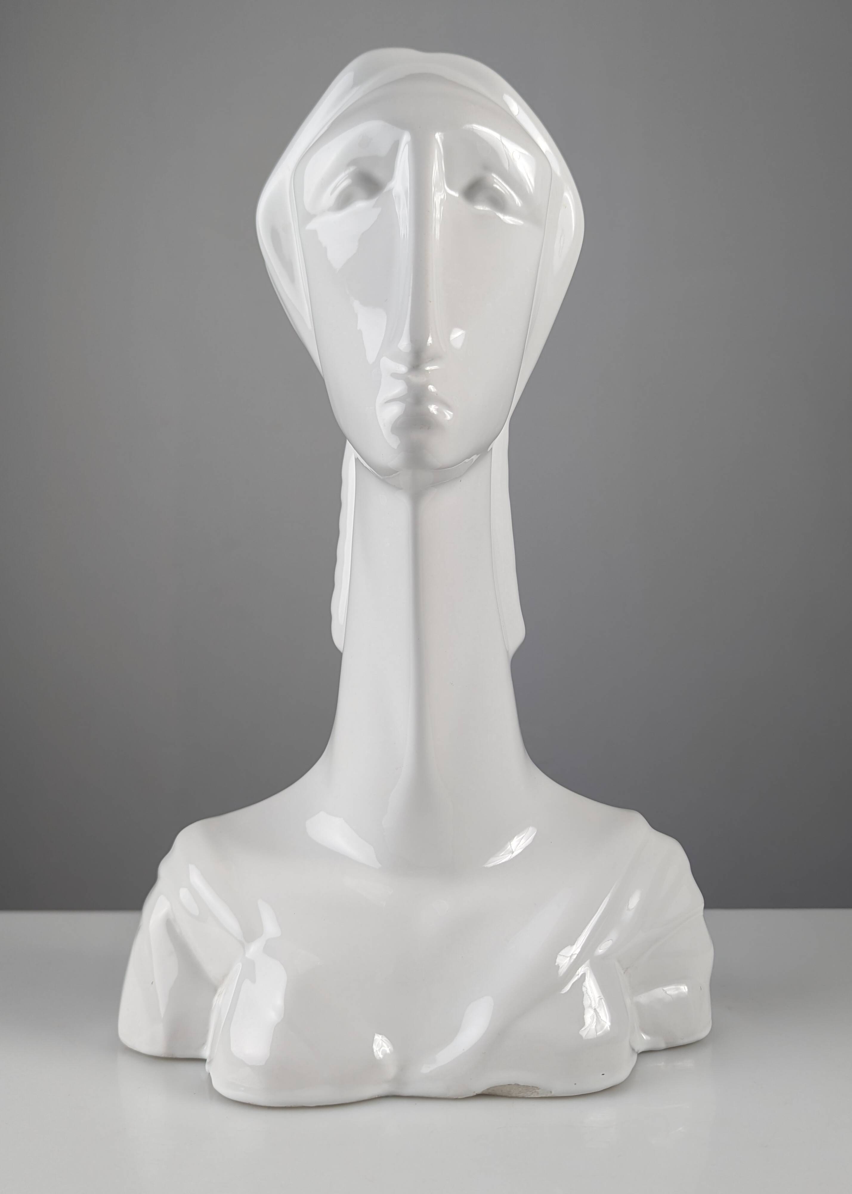 Art Deco Style Ceramic Woman Bust