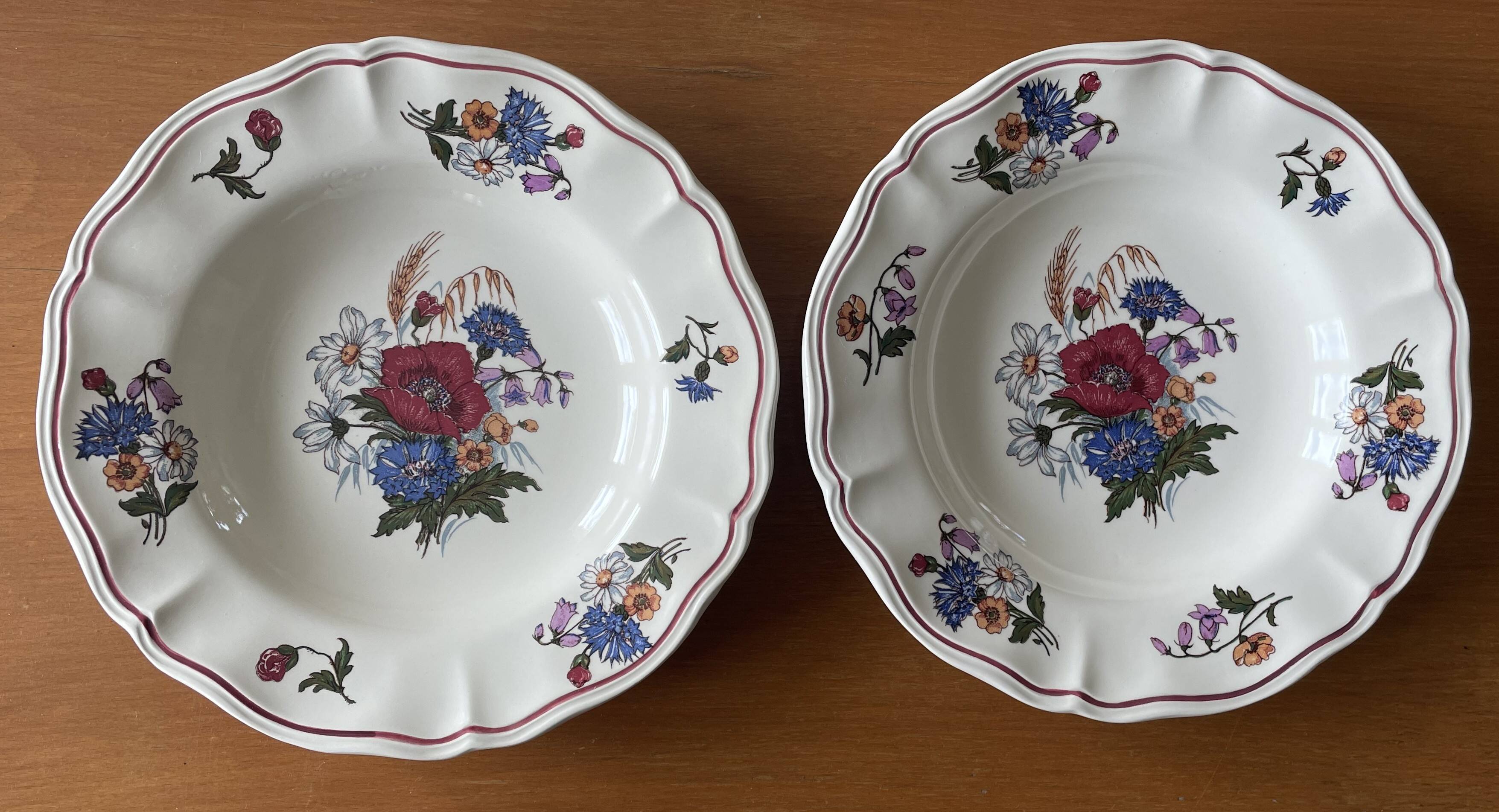 6 antique deep plates in Sarreguemines earthenware