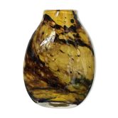 Yellow and brown glass bottle vase