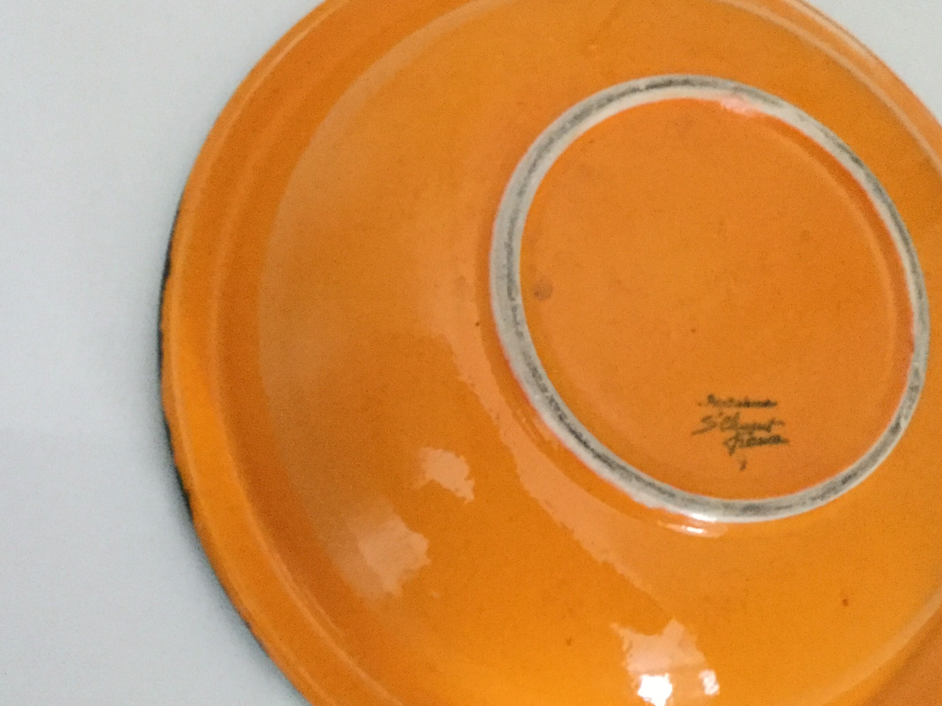 Saladier décor orange et vert Saint Clément