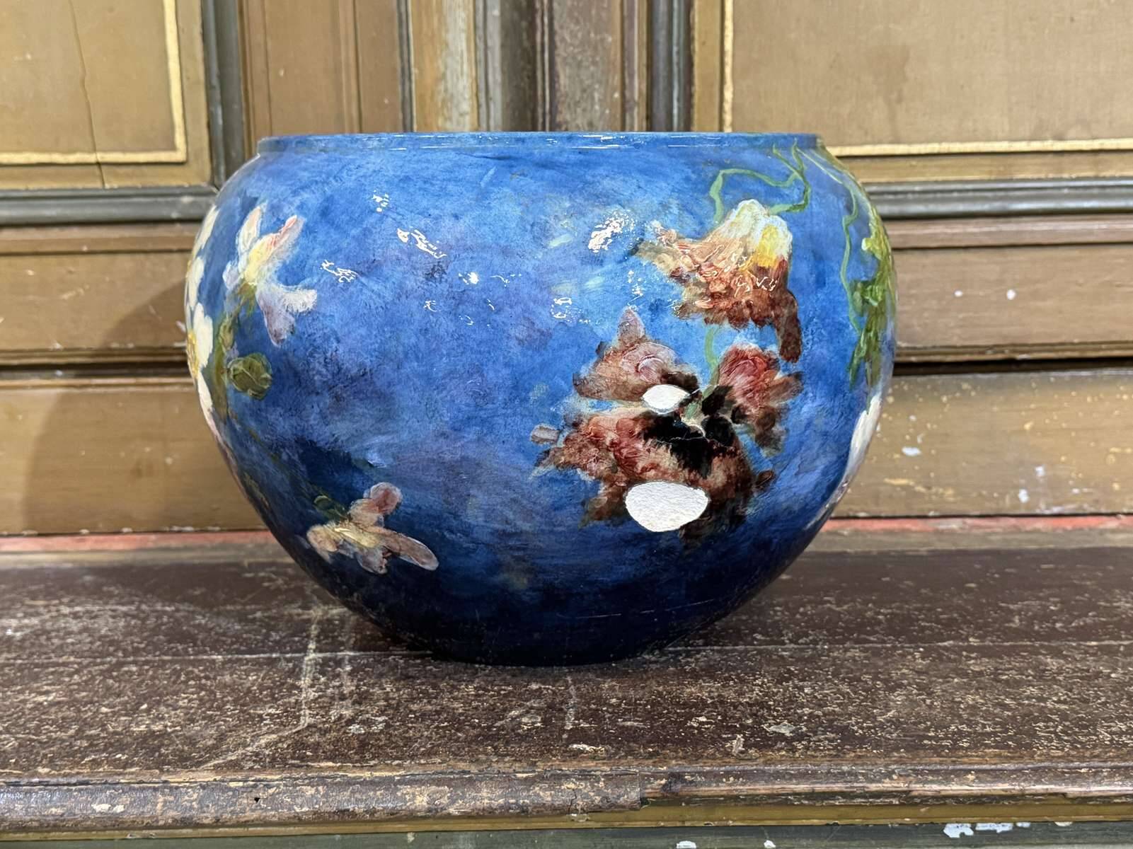 Cache pot XIXème à décor impressionniste
