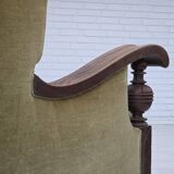 1950s, 3-seater Danish sofa, original condition, furniture velour, oak.