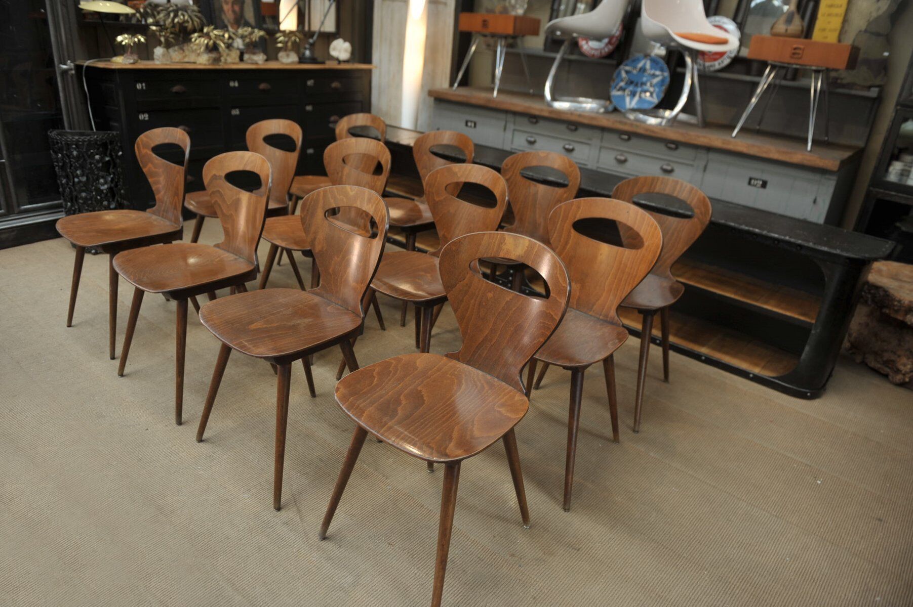 Baumann 1950s curved beech mid-century chair