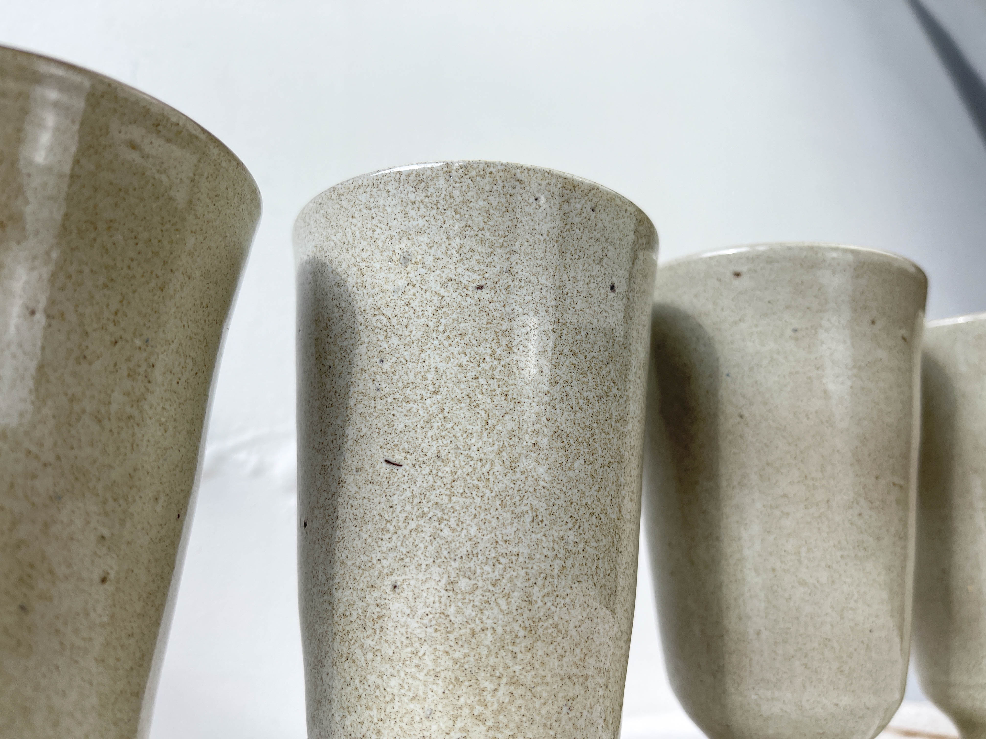 6 mazagrans in vintage speckled stoneware