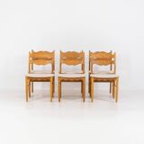 Ensemble de 6 chaises brutalistes en chêne par Henning Kjaernulf