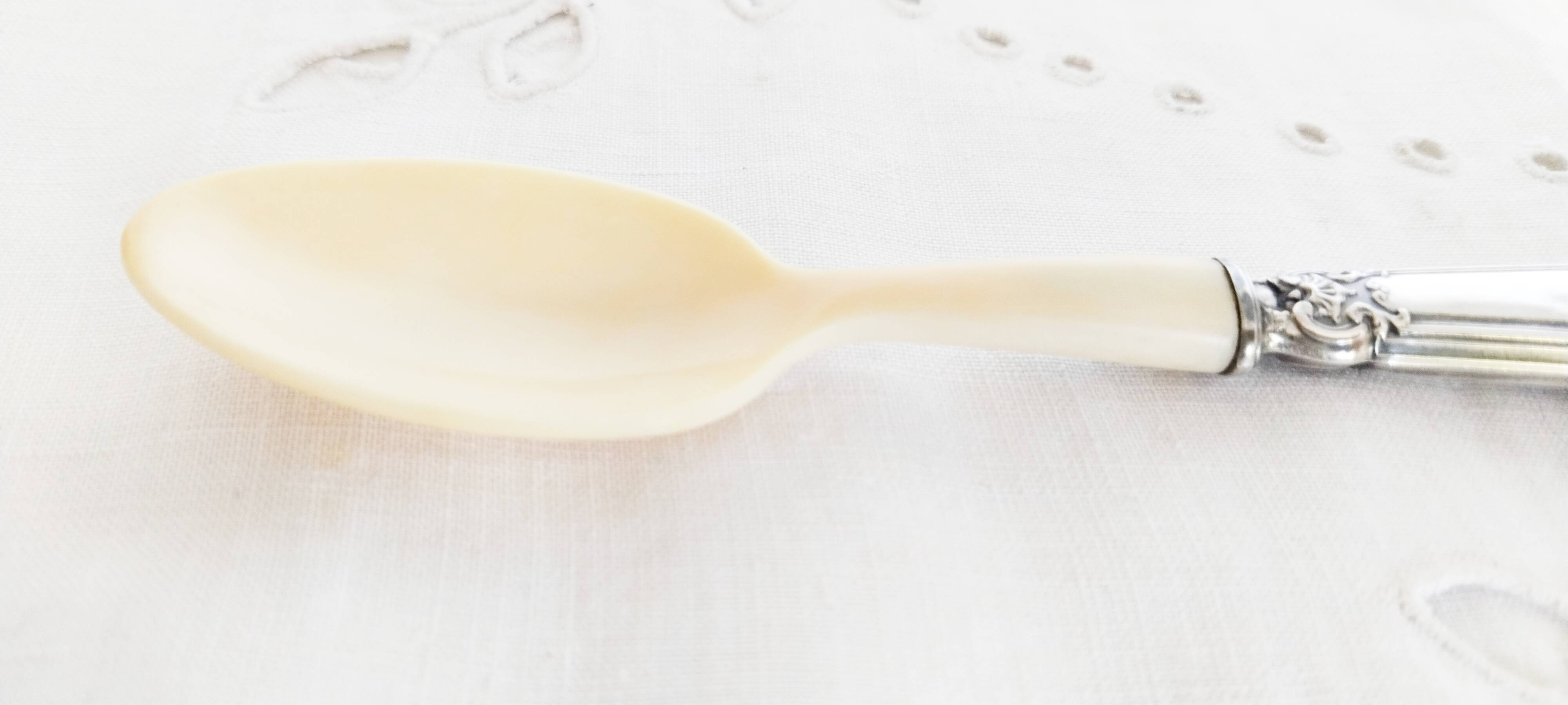 Silver and "horn" porridge spoon