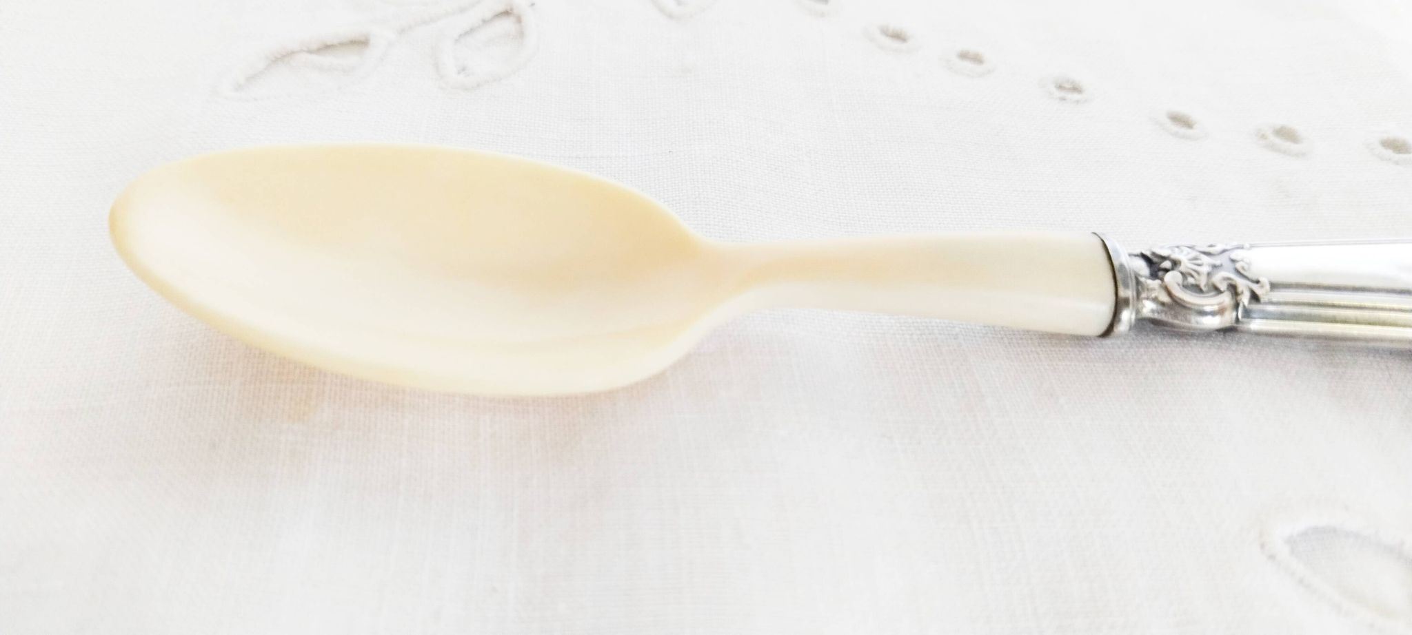 Silver and "horn" porridge spoon