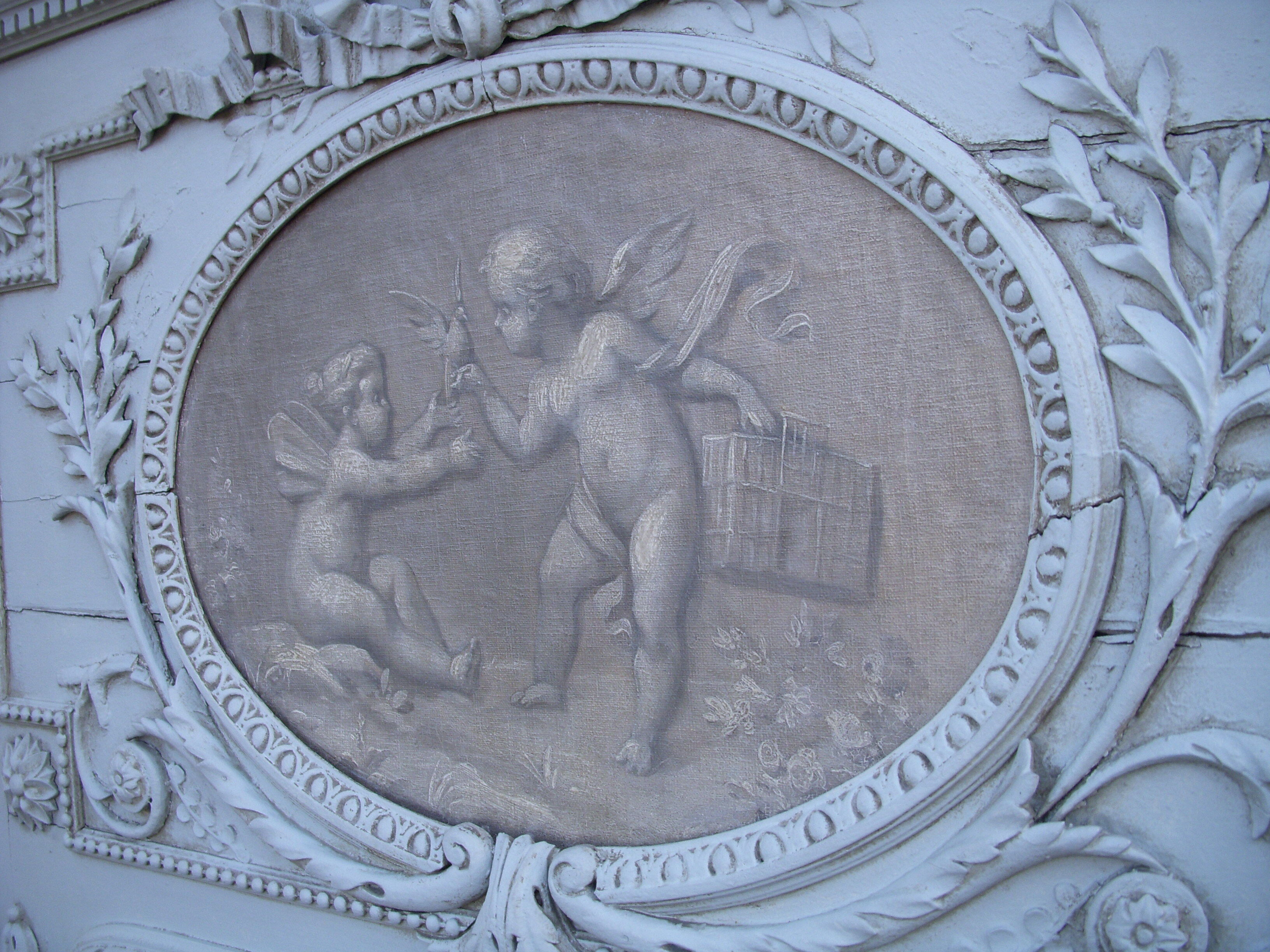 Louis XVl patina scene trumeau mirror romantic 80x191cm