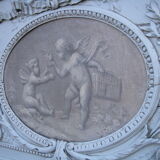 Miroir trumeau Louis XVl patine scène romantique 80x191cm