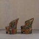Postmodern abstract upholstery armchairs, Germany 1980s set of 2