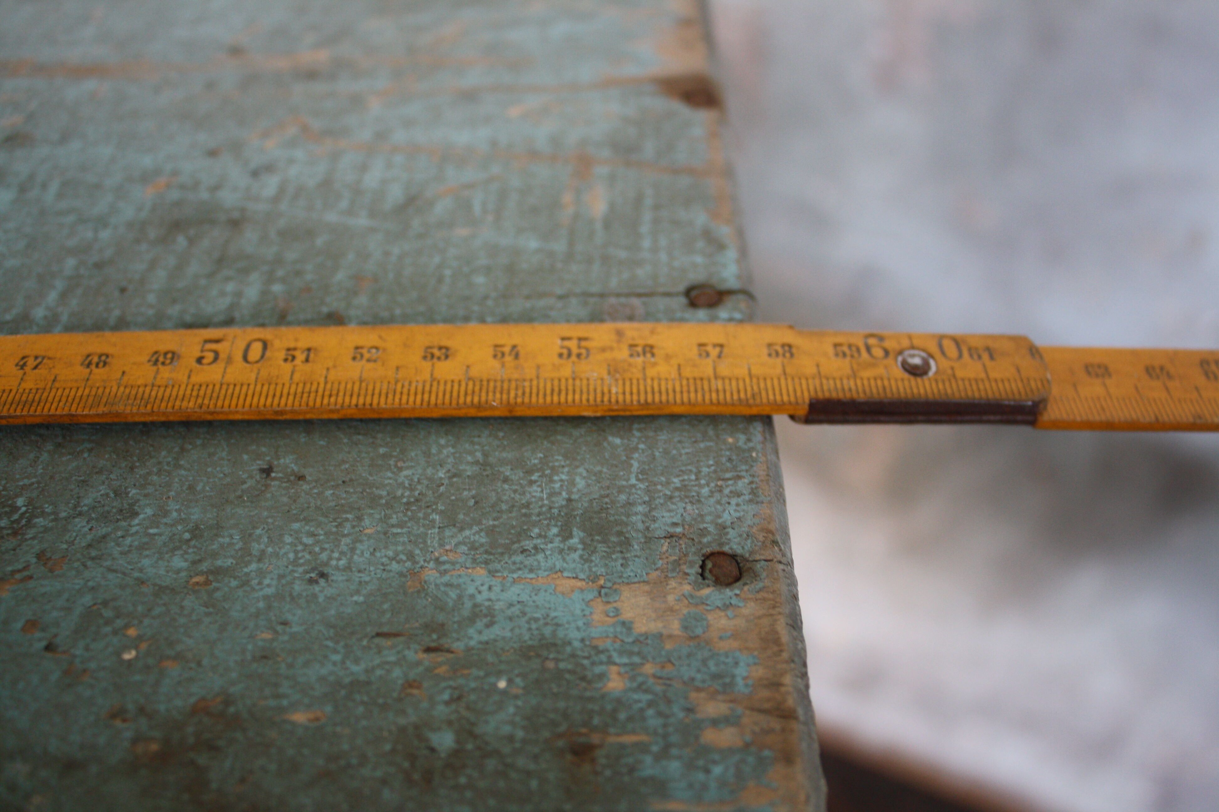 Blue vintage tool box wooden