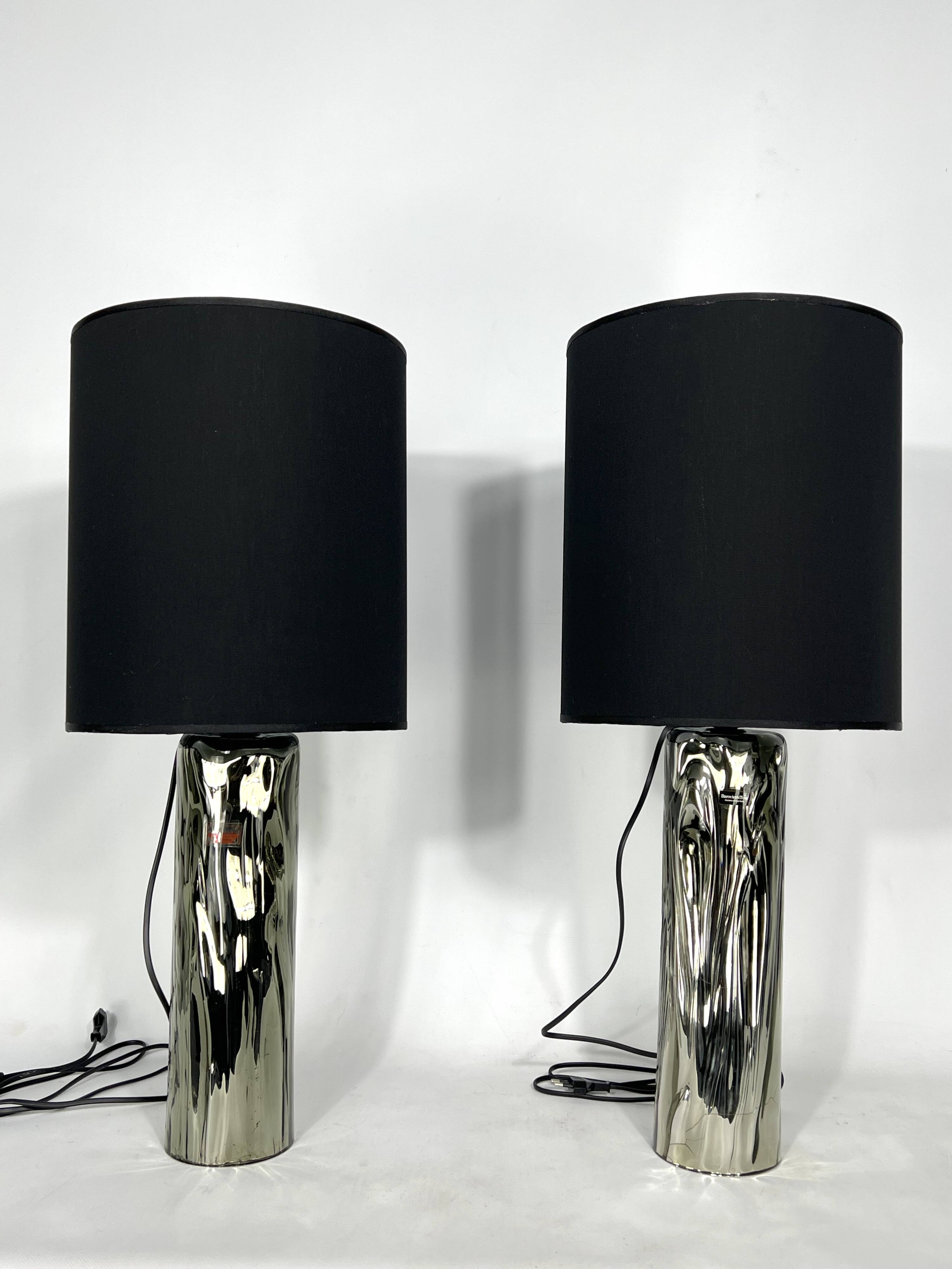Barovier & Toso, pair of Murano glass table lamps from 70s. Labeled