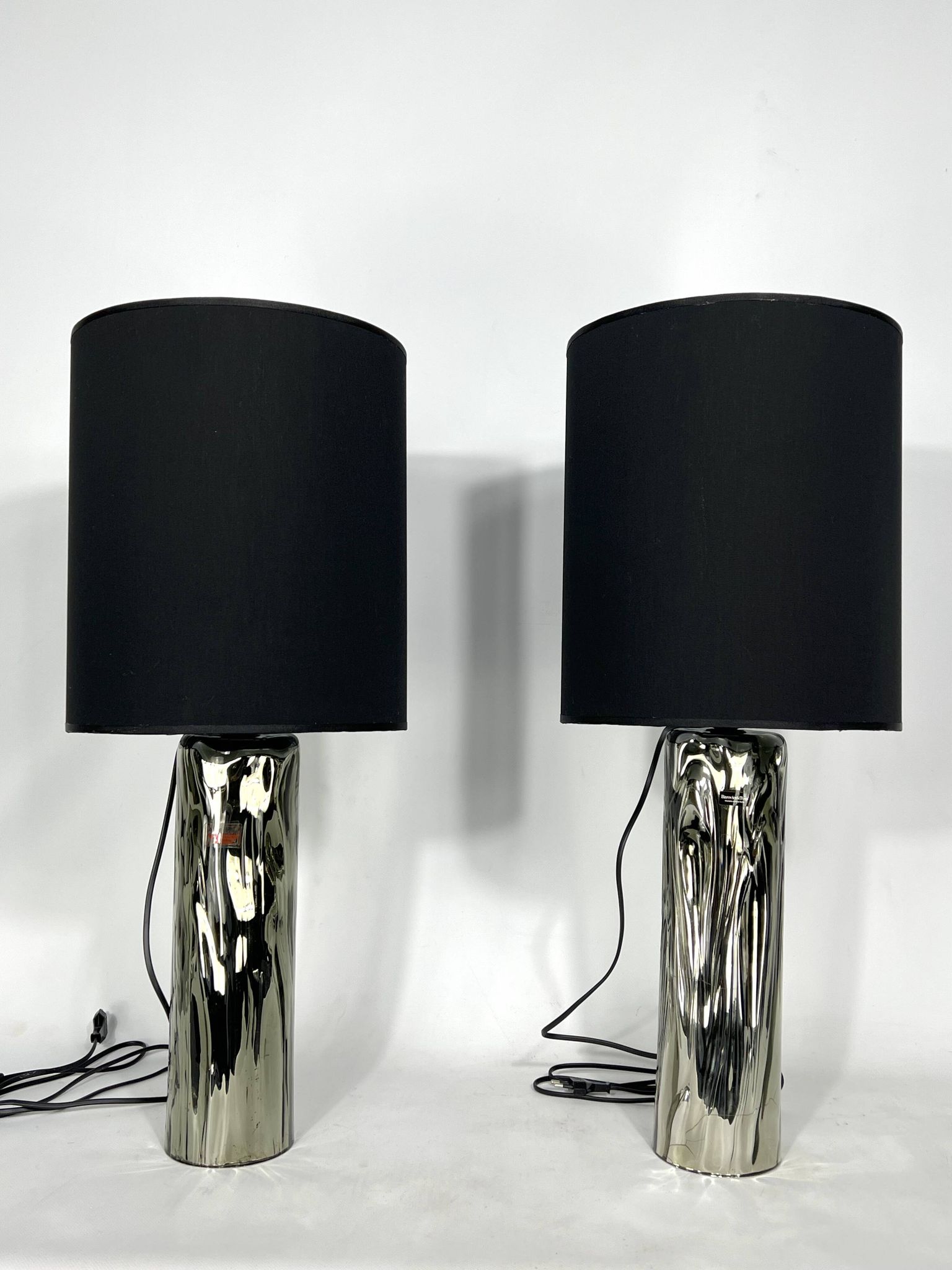 Barovier & Toso, pair of Murano glass table lamps from 70s. Labeled
