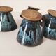 4 sculptural stoneware cups by Philippe Monroig