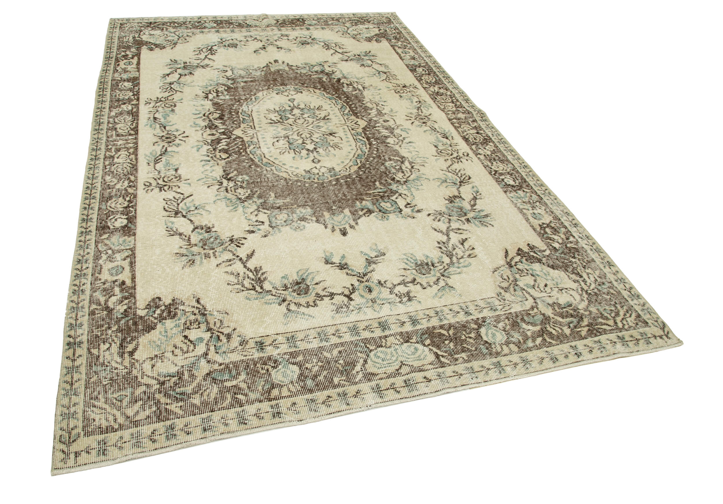 Anatolian Handwoven One-of-a-Kind 1980s Beige Rug 182 cm x 290 cm