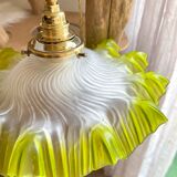 Vintage lampshade in green lace glass, customizable