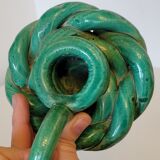 Green braided ceramic candle holder
