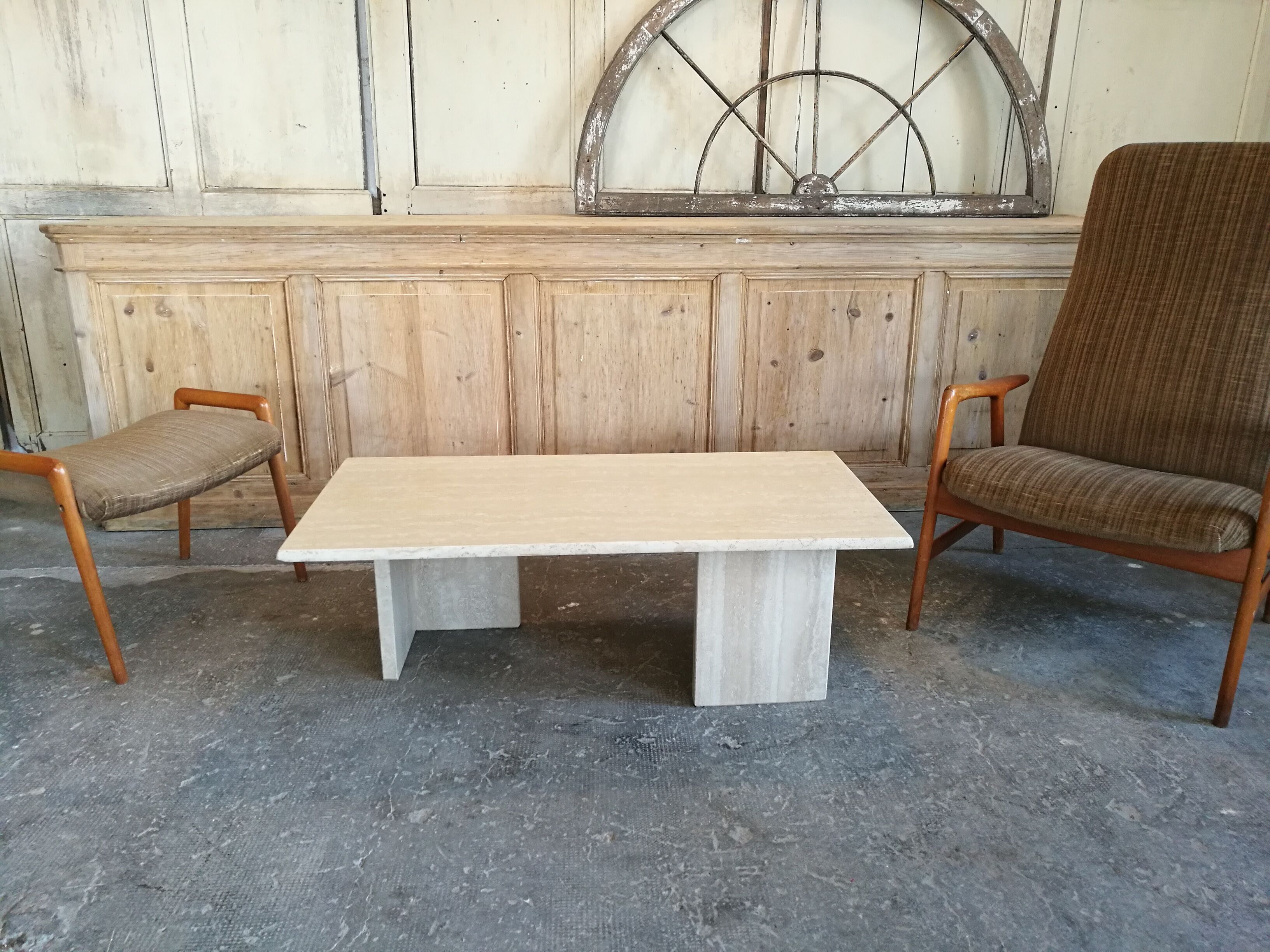 Rectangular travertine coffee table