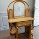 Bamboo and rattan vanity / dressing table with drawer and mirror, 1970s mid-century modern