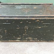 Old wooden travel trunk