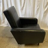 Black skai armchair from the 50s and 60s