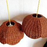 Pair of wicker flower hanging baskets