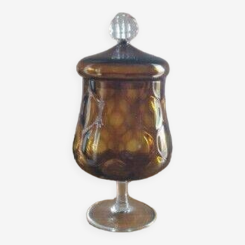 Bonbonnière, vase optique vintage en verre, années 1950