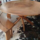 Set of 1 table + 2 benches by Pierre Chapo for Seltz