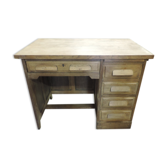 Bureau ancien  style administratif  à  un caisson en chêne 1950
