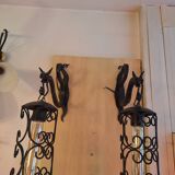 pair of wrought iron animal wall lights