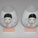 Pair of vintage wall lamps opaline child