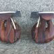Pair of Art Deco elephant bookends in rosewood with chrome base.