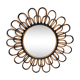 Round mirror flower sun in smoked rattan wicker vintage 1960 1970 47 cm folk