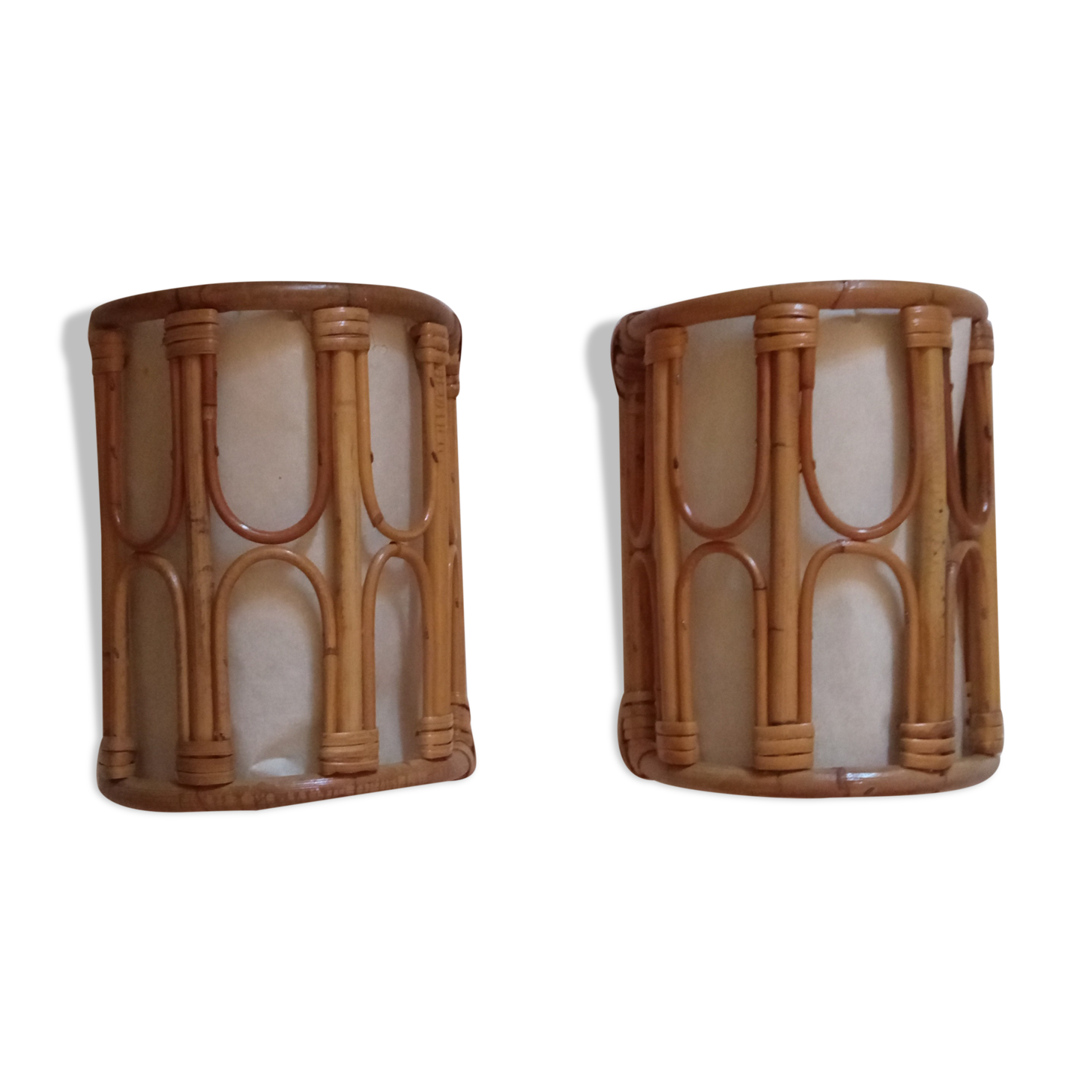 Pair of bamboo sconces