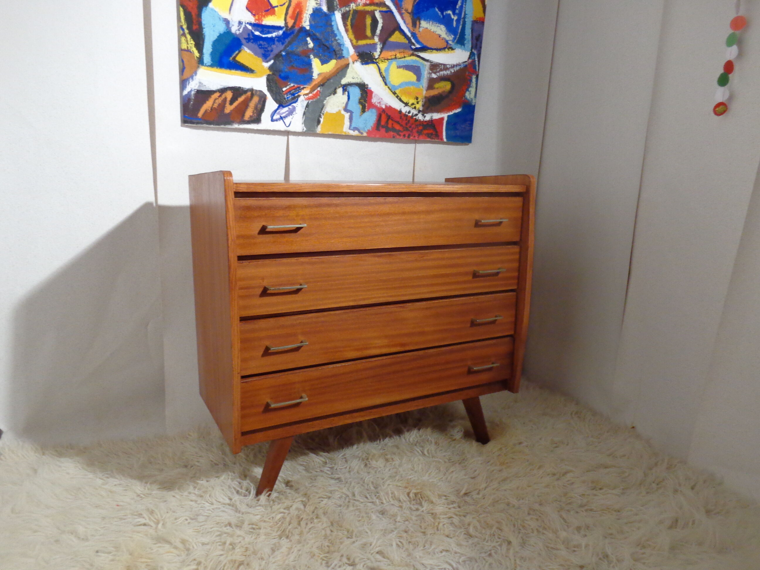 Scandinavian vintage dresser from the 60s teak feet compass