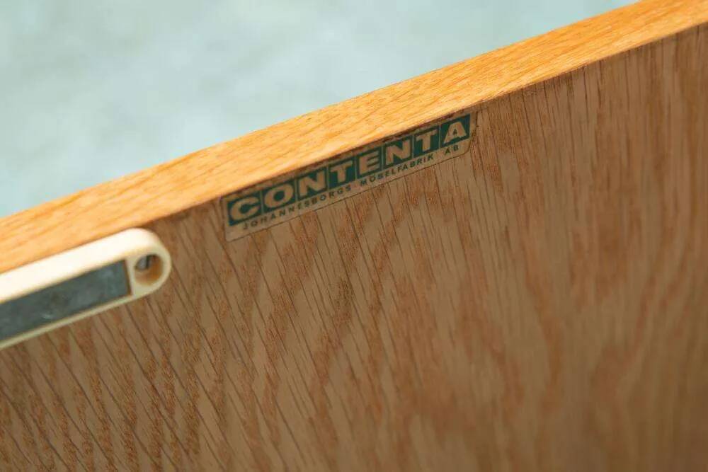 Vintage Scandinavian wall unit in oak veneer – 1960s
