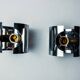 Pair of tubular space age wall lights, chromed metal, Italy, 1970