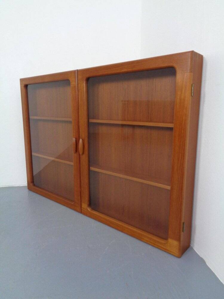 Wall cabinet with glass doors from Dyrlund, Denmark, 1970s.