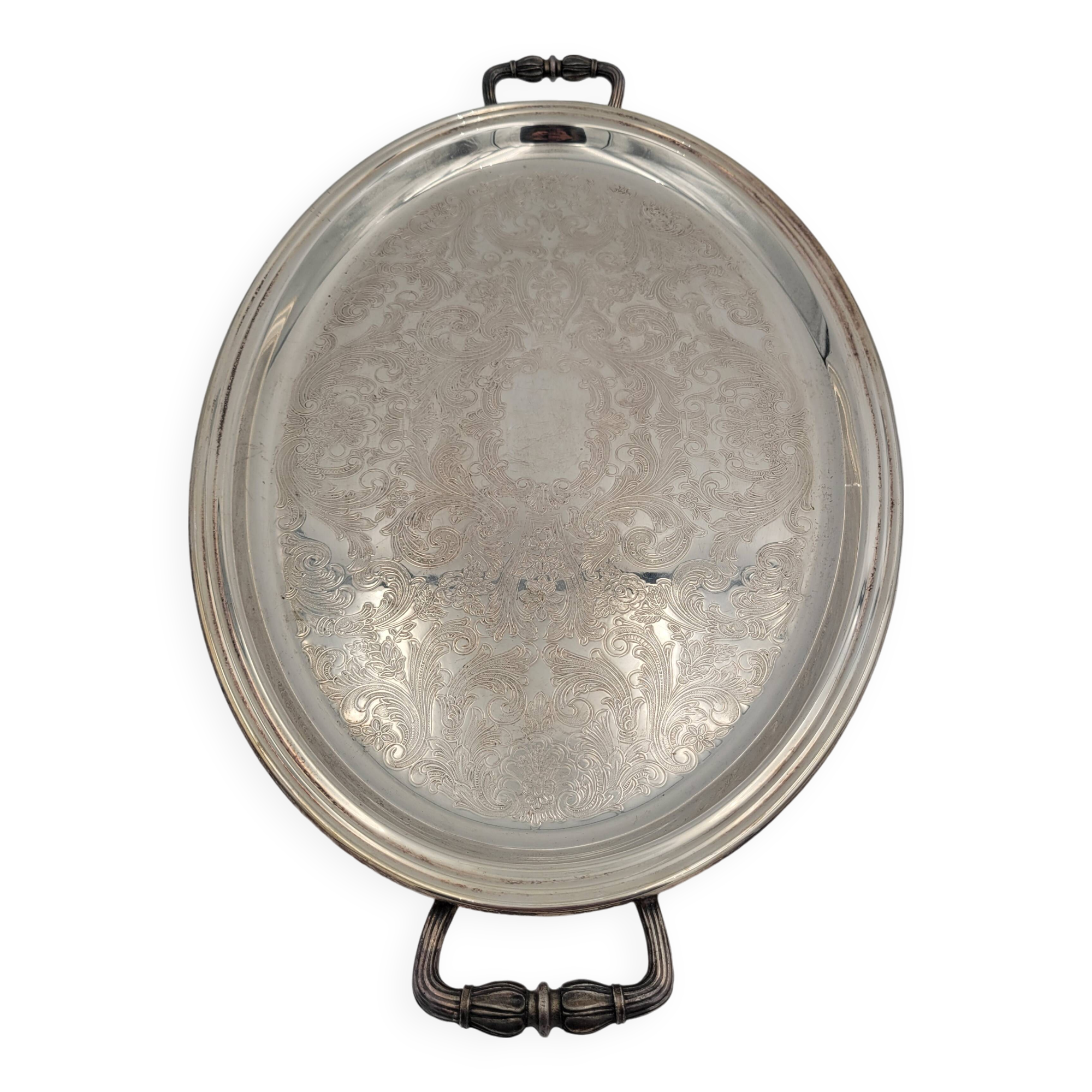 Antique silver metal tray