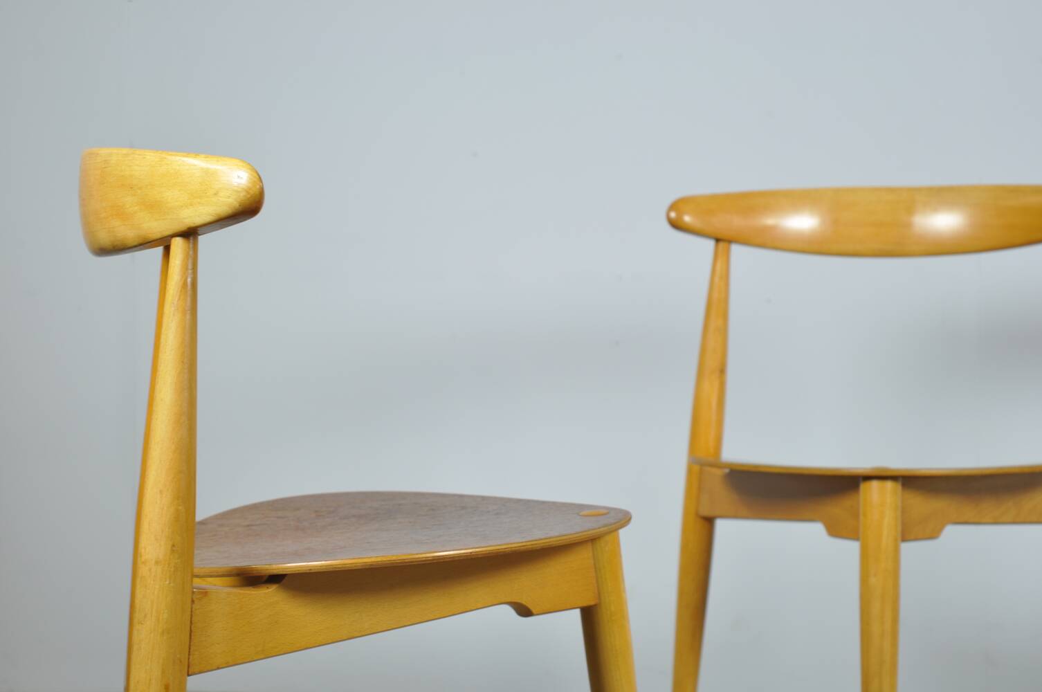 🟡 Beech & teak dining chairs, Hans J. Wegner & Fritz Hansen, Denmark 1950s