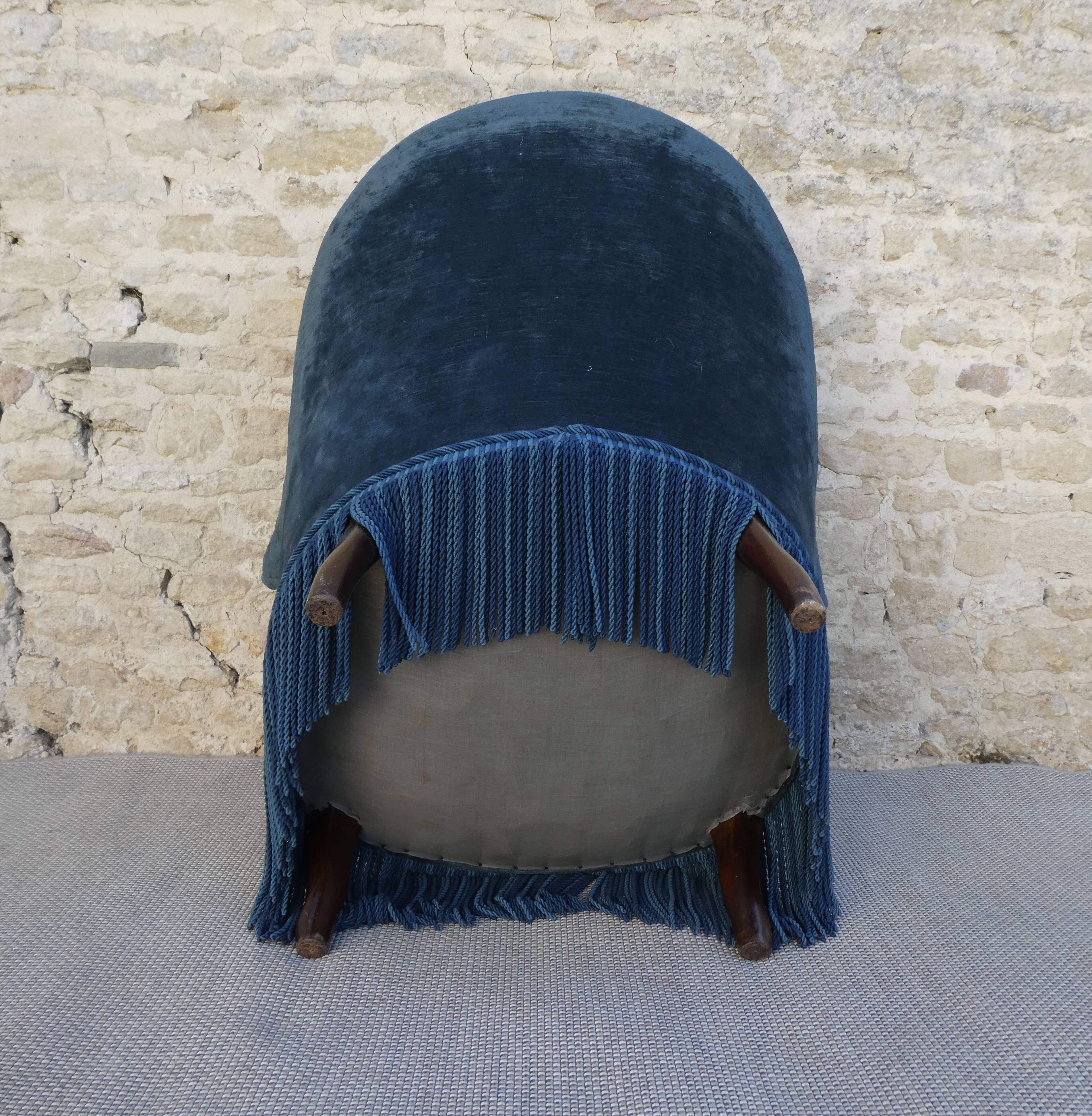 Toad armchair, blue velvet