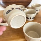 Set of 6 stoneware coffee cups from the 1970s.