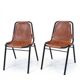 Pair of Metal and Leather Chairs, after Charlotte Perriand for Les Arcs, circa 1960.